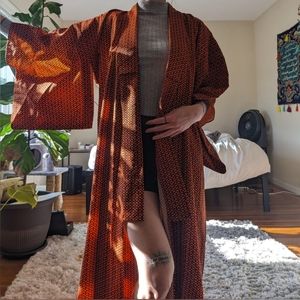 Vintage orange floor length kimono